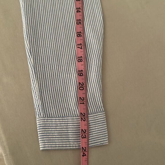 J. McLaughlin Women’s Fitted Boyfriend Striped Cotton Button Up Shirt Size M - Picture 10 of 10